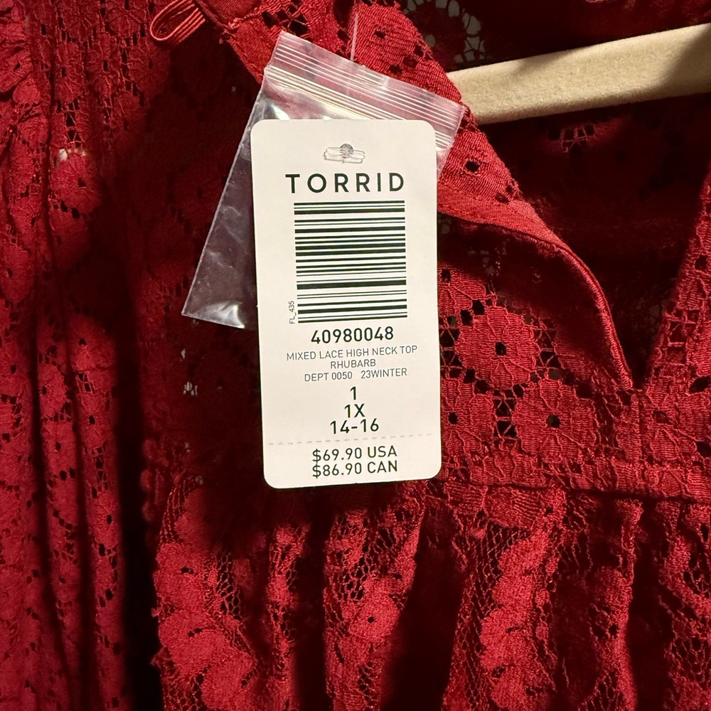 Torrid Red Lace Blouse - Picture 3 of 3